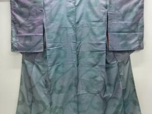 アンティーク　唐草模様織出し銘仙着物